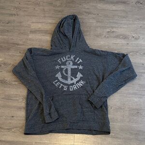 Gray Graphic Hoodie with Anchor Design